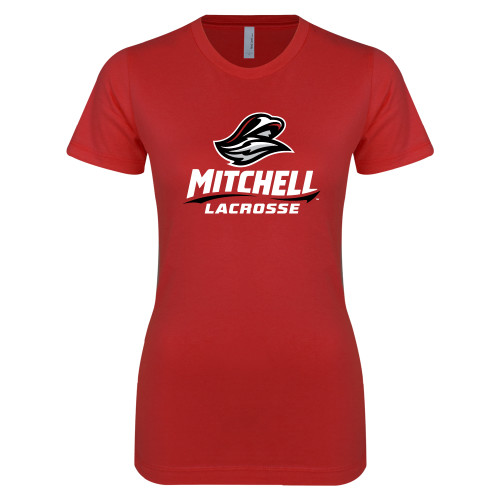  Next Level Womens Red Boyfriend Tee - Lacrosse
