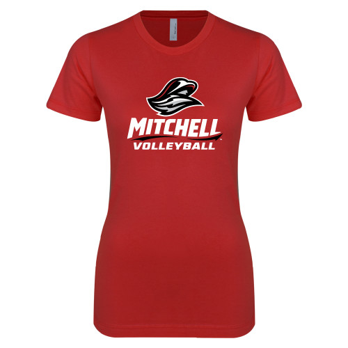  Next Level Womens Red Boyfriend Tee - Volleyball