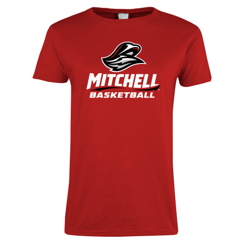  Womens Short Sleeve Red Tee - Basketball