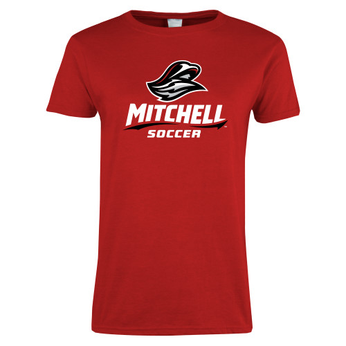  Womens Short Sleeve Red Tee - Soccer