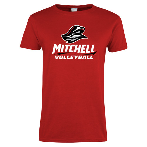  Womens Short Sleeve Red Tee - Volleyball