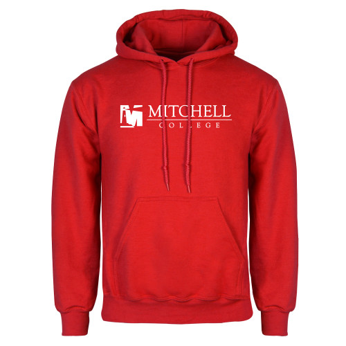  Red Fleece Hoodie - Mitchell College Horizontal Logo