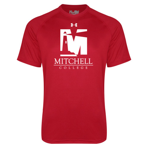  Under Armour Red Tech Tee - Mitchell College Vertical Logo