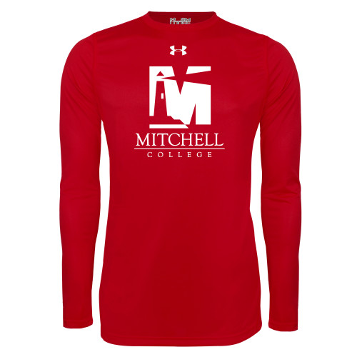  Under Armour Red Long Sleeve Tech Tee - Mitchell College Vertical Logo