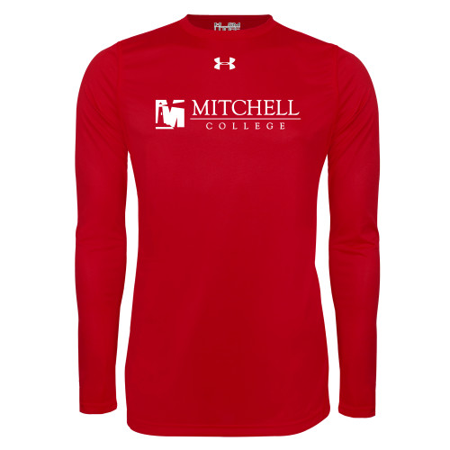  Under Armour Red Long Sleeve Tech Tee - Mitchell College Horizontal Logo