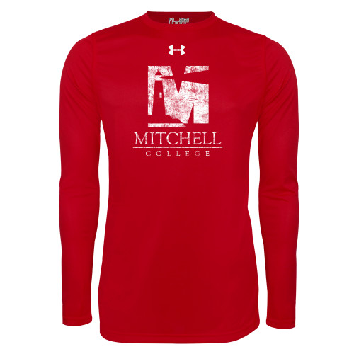  Under Armour Red Long Sleeve Tech Tee - Mitchell College Vertical Distressed