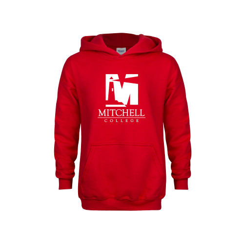  Youth Red Fleece Hoodie - Mitchell College Vertical Logo