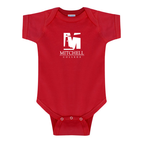  Red Infant Onesie - Mitchell College Vertical Logo