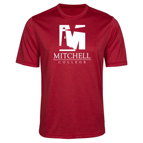  Red Heather Performance Contender Tee - Mitchell College Vertical Logo