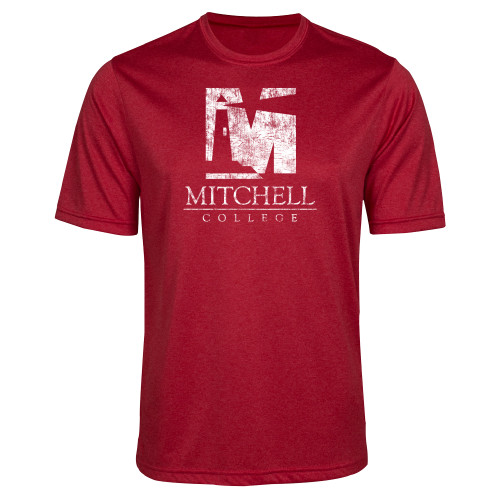  Red Heather Performance Contender Tee - Mitchell College Vertical Distressed