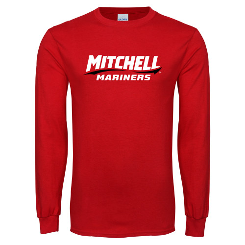  Red Long Sleeve T Shirt - Mitchell Mariners Wordmark