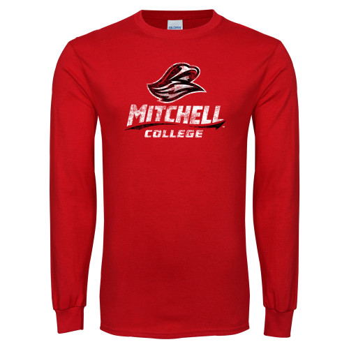  Red Long Sleeve T Shirt - Primary Athletics Distressed