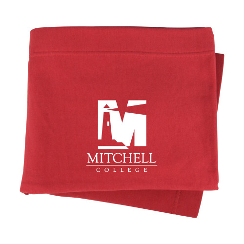  Red Sweatshirt Blanket - Mitchell College Vertical Logo