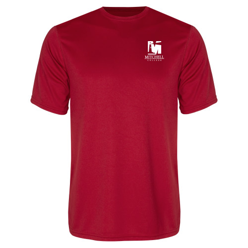  Red Performance Tee - Mitchell College Vertical Logo