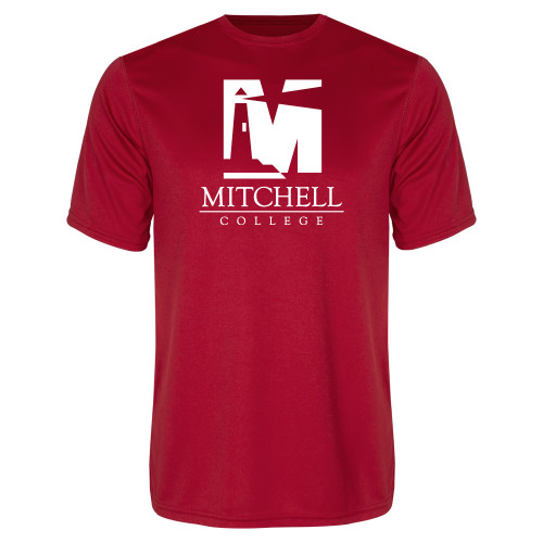 Red Performance Tee - Mitchell College Vertical Logo