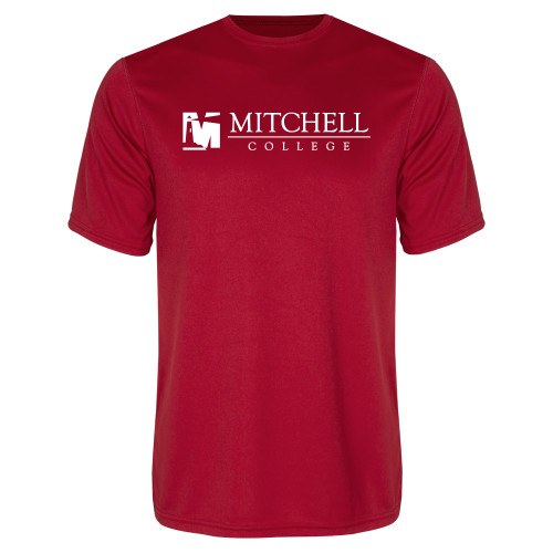  Red Performance Tee - Mitchell College Horizontal Logo