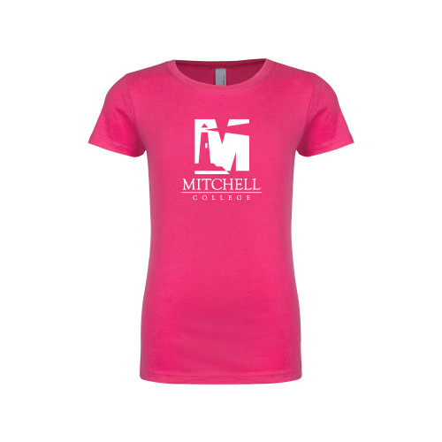  Next Level Girls Fuchsia Fashion Fit T Shirt - Mitchell College Vertical Logo