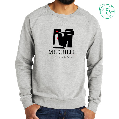  Allmade Light Grey Organic French Terry Crewneck Sweatshirt - Mitchell College Vertical Logo