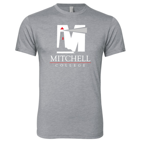  Next Level Heather Grey Triblend Tee - Mitchell College Vertical Logo