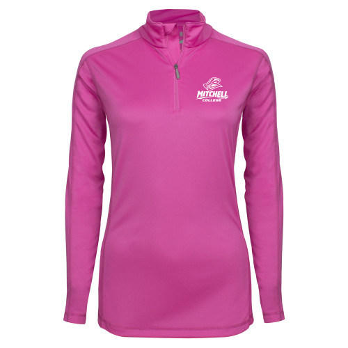  Syntrel Womens Raspberry Interlock 1/4 Zip - Primary Athletics Mark