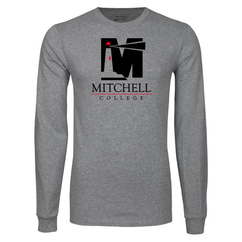  Grey Long Sleeve T Shirt - Mitchell College Vertical Logo