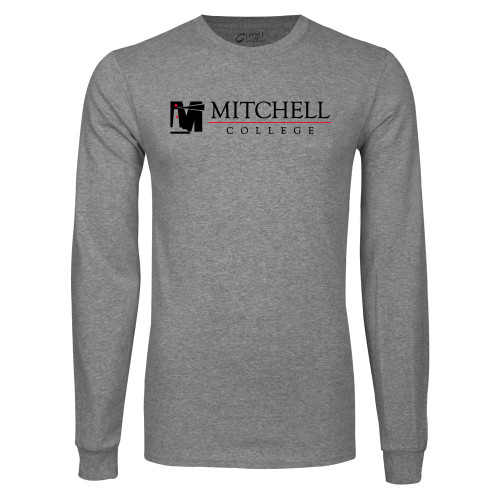  Grey Long Sleeve T Shirt - Mitchell College Horizontal Logo