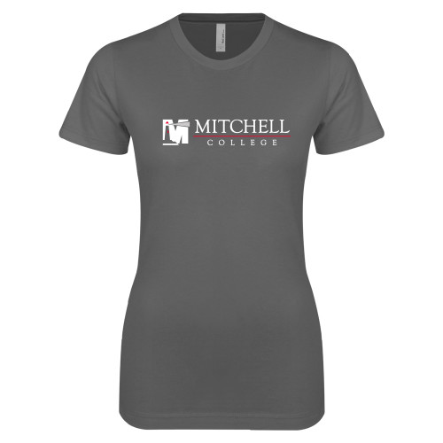  Next Level Womens Charcoal Boyfriend Tee - Mitchell College Horizontal Logo