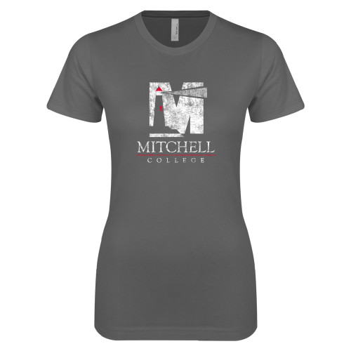  Next Level Womens Charcoal Boyfriend Tee - Mitchell College Vertical Distressed