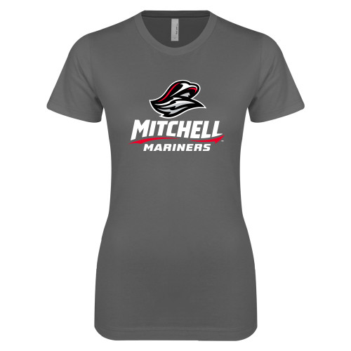  Next Level Womens Charcoal Boyfriend Tee - Mitchell Mariners Stacked