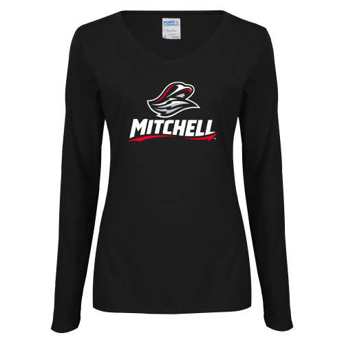  Womens Black Long Sleeve V Neck Tee  - Mitchell W Mariner