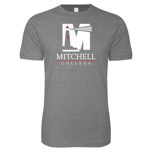  Next Level Heather Grey SoftStyle T Shirt - Mitchell College Vertical Logo