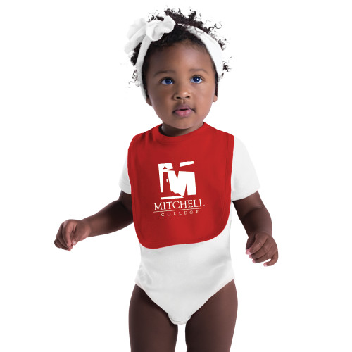  Red Baby Bib - Mitchell College Vertical Logo