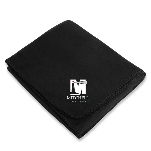  Black Arctic Fleece Blanket - Mitchell College Vertical Logo