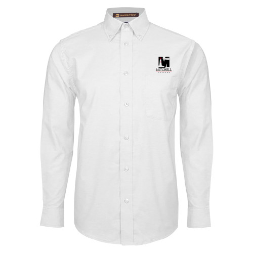  White Oxford Long Sleeve Shirt - Mitchell College Vertical Logo