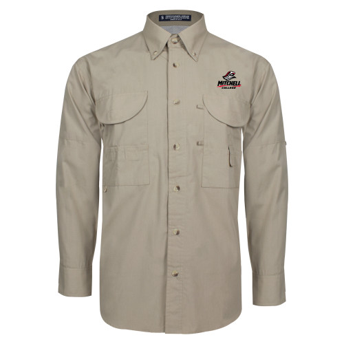  Khaki Fishing Shirt Performance Long Sleeve - Primary Athletics Mark