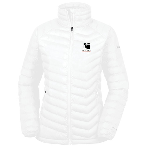  Columbia Womens White Powder Lite Jacket - Mitchell College Vertical Logo