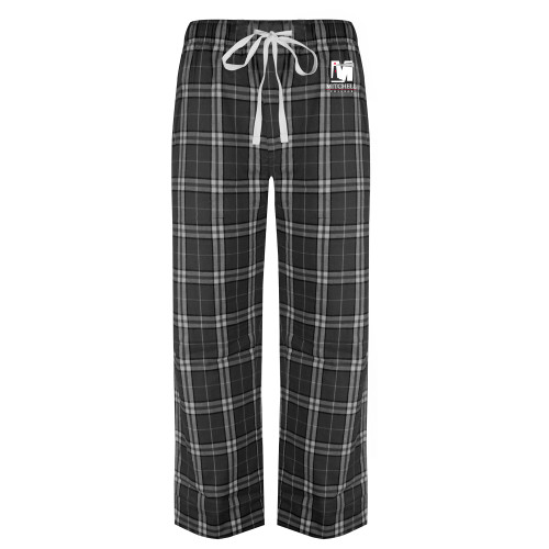 Black/Grey Flannel Pajama Pant - Mitchell College Vertical Logo