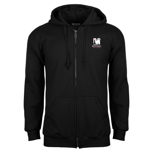  Black Fleece Full Zip Hoodie - Mitchell College Vertical Logo