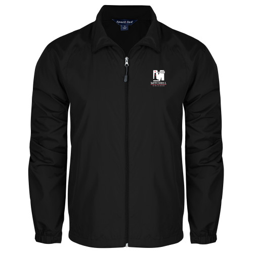  Black Full Zip Wind Jacket - Mitchell College Vertical Logo