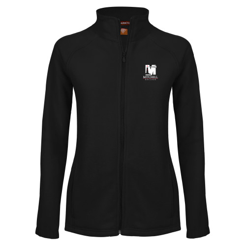  Womens Black Fleece Full Zip Jacket - Mitchell College Vertical Logo