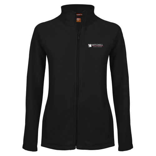  Womens Black Fleece Full Zip Jacket - Mitchell College Horizontal Logo