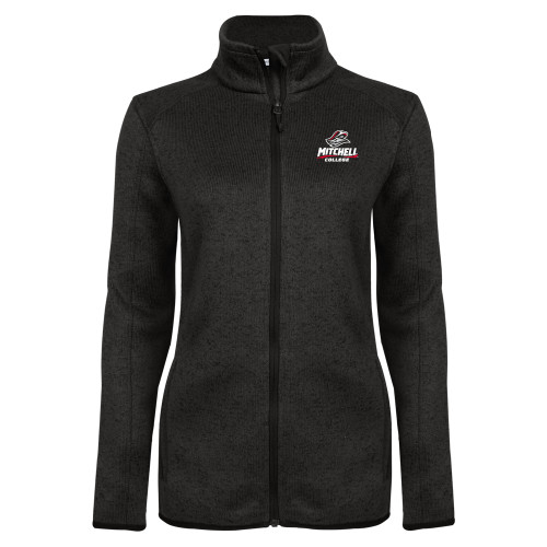  Womens Black Heather Fleece Jacket - Primary Athletics Mark