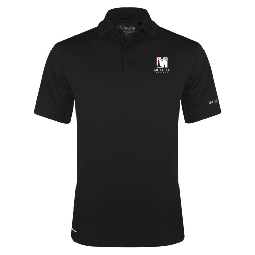  Columbia Black Omni Wick Drive Polo - Mitchell College Vertical Logo