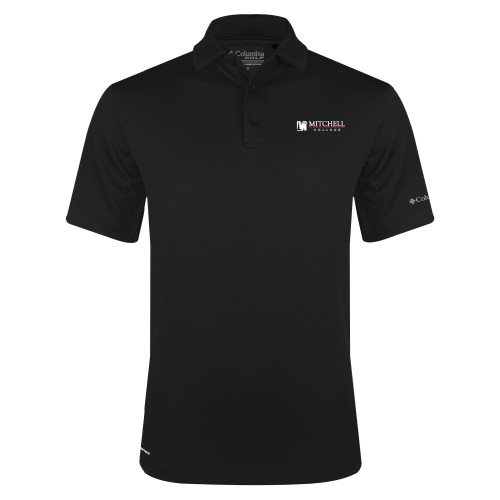  Columbia Black Omni Wick Drive Polo - Mitchell College Horizontal Logo