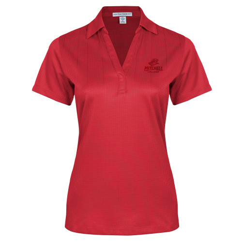 Womens Red Performance Fine Jacquard Polo - Primary Athletics Mark