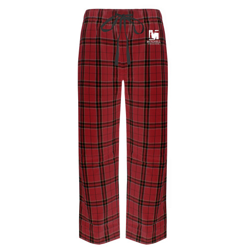  Red/Black Flannel Pajama Pant - Mitchell College Vertical Logo