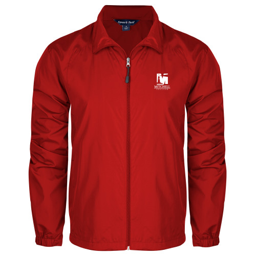  Red Full Zip Wind Jacket - Mitchell College Vertical Logo