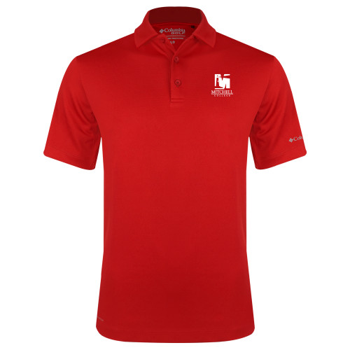  Columbia Red Omni Wick Drive Polo - Mitchell College Vertical Logo