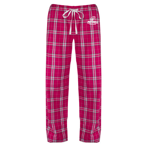  Womens Dark Fuchsia/White Flannel Pajama Pant - Primary Athletics Mark