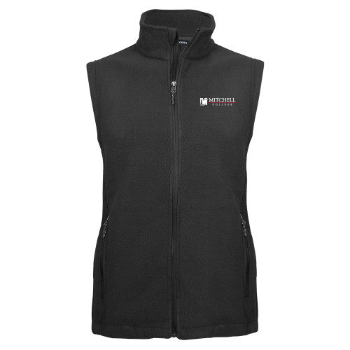  Charcoal Fleece Full Zip Vest - Mitchell College Horizontal Logo